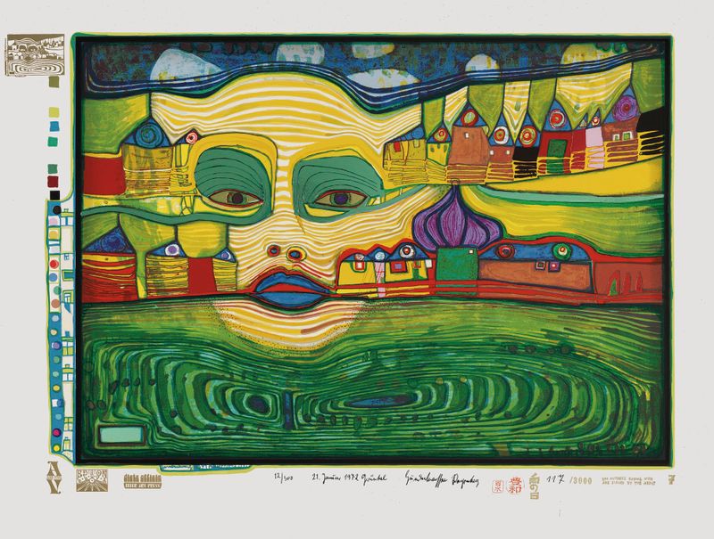 Friedensreich Hundertwasser: Irinaland über dem Balkan, 1971/72 © 2026 Gruener Janura AG, Glarus